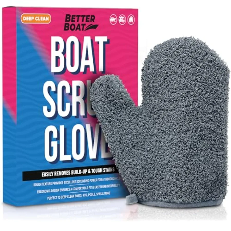 

Boat Scrubbing Brush Glove, Heavy-Duty Deck and Hull Scrub Mitt for Floors, Aluminum, Pontoon, Marine and Fishing Boat Accories