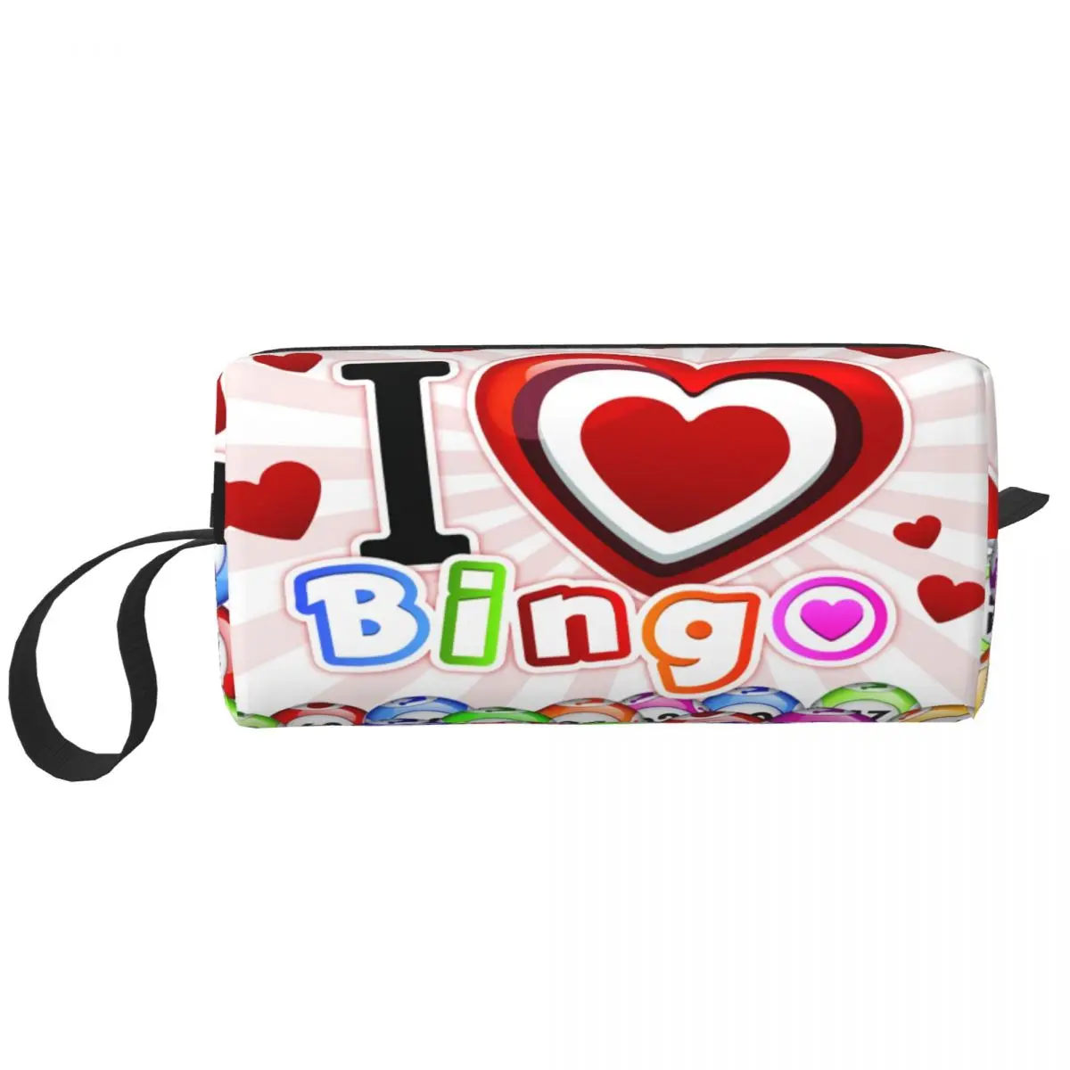 

Custom Fashion I Love Bingo Travel Toiletry Bag for Women Makeup Cosmetic Organizer Beauty Storage Dopp Kit