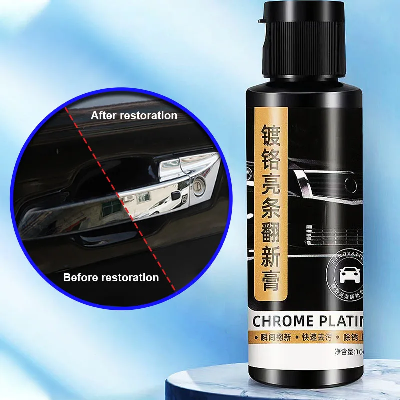 SEAMETAL Car Chrome Plate Retreading Agent 100ml Rust Remover Restore Cleaner Portable Car Rust Removal Chrome Renovation Care