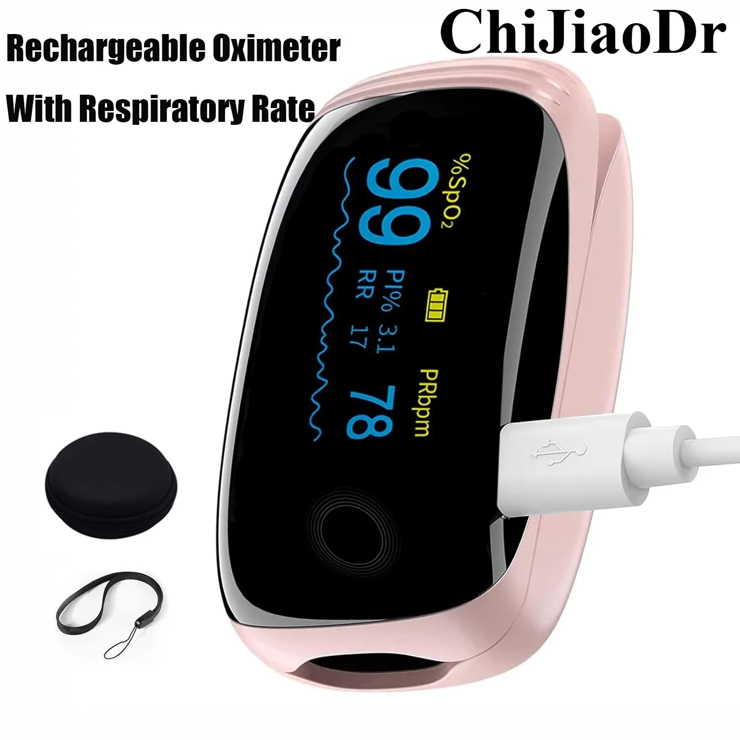 SpO2 RR Saturometro Blood Oxygen Saturation Medical Pulse Oximeter DeDedos Pediatric Rechargeable