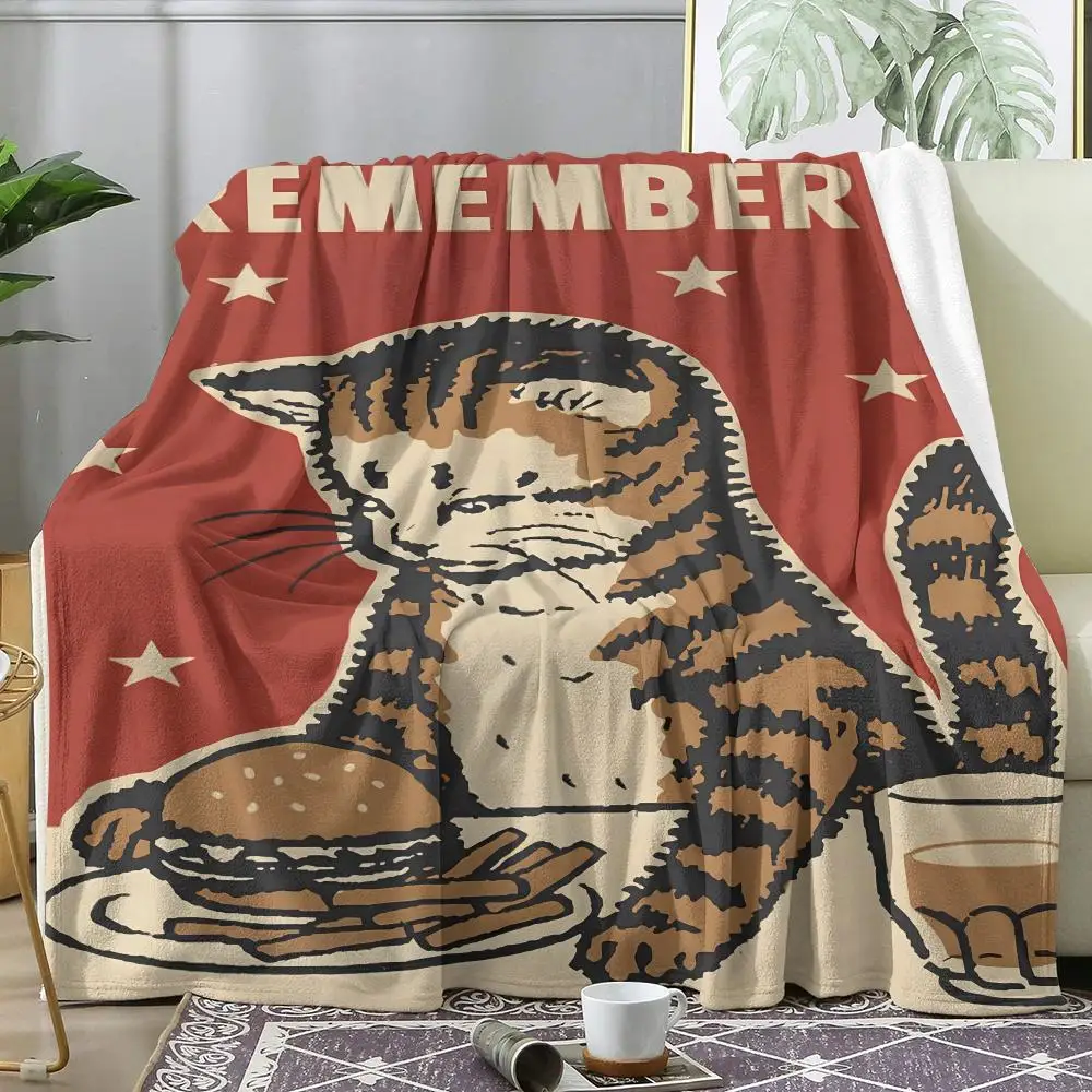 Funny Cheers Drunk Cats Throw Soft Flannel Throw Lightweight Summer Home Nap Blanket for Sofa Cozy Bed Travel