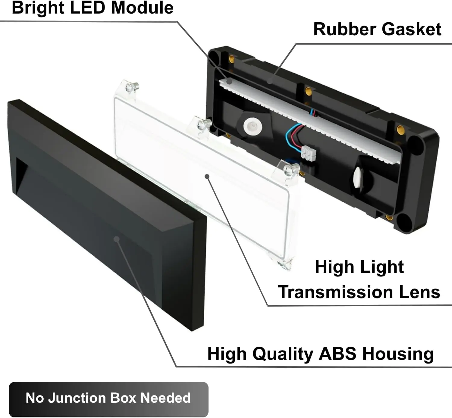 أضواء خطوة LED 110-240 فولت أضواء سلالم داخلية خارجية، إضاءة مقاومة للماء IP65 3 وات للسلالم والممر والممر والشرفة سهلة التركيب