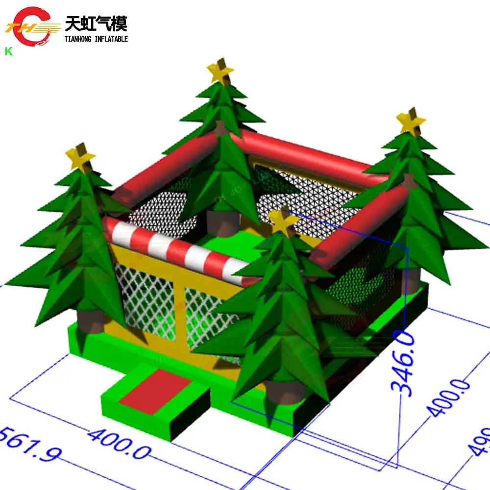 Fast Ship 5.6x5m Christmas Tree Inflatable Bouncer House Air Bouncy Castle with Blower for Kids Merry Christmas