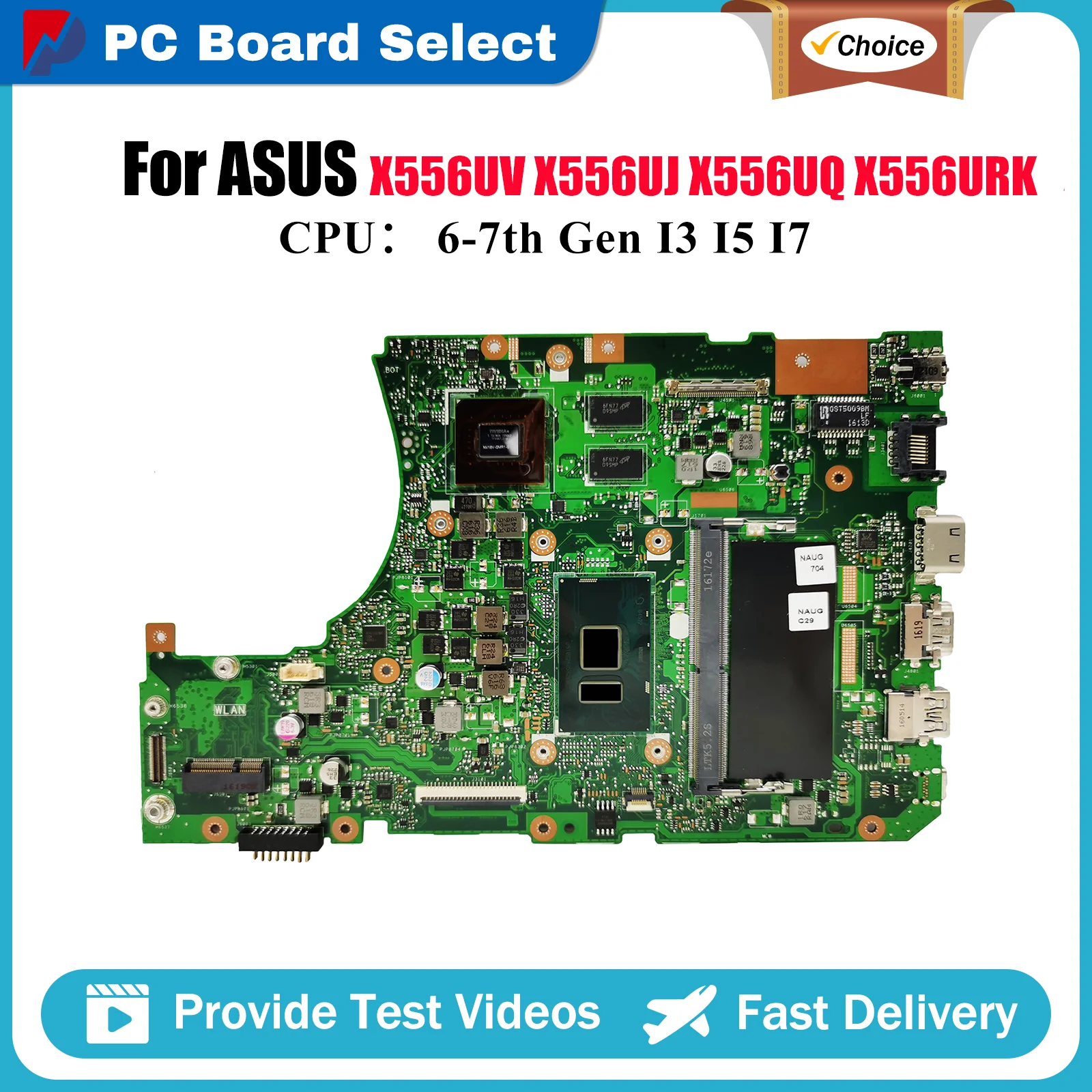 

X556UV Материнская плата для ноутбука ASUS X556UQ X556U X556UJ X556URK VM591U R558U X556UQK FL5900U X556UF Материнская плата с процессором I3 I5 I7