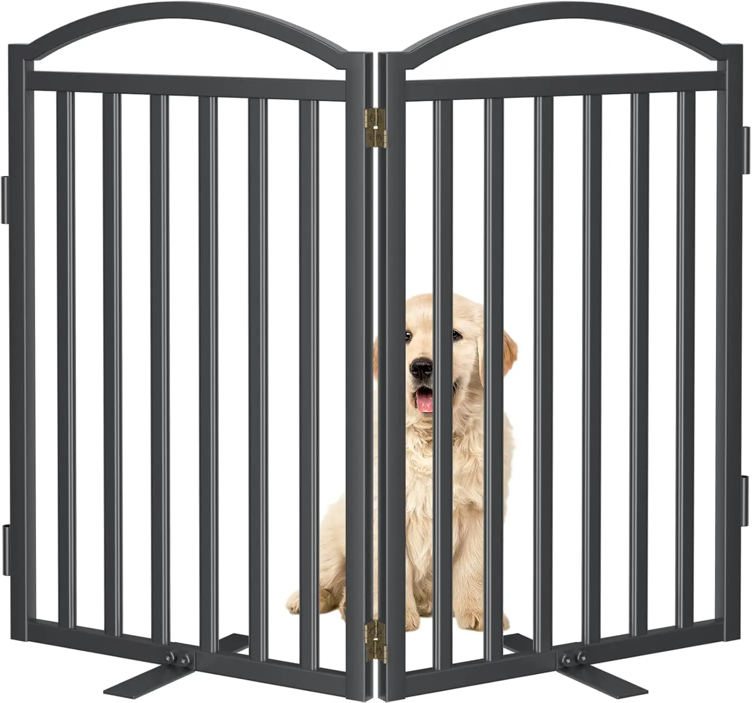 

Freestanding Metal Dog Gate, 32'' Height Foldable Pet Fence for Indoor Outdoor Use (Black, 2 Panels)