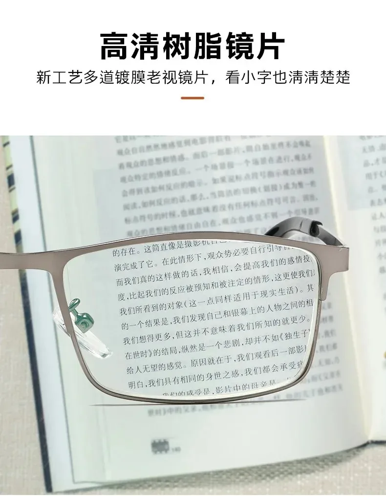 Quadratische Metallrahmen-Lesebrille für Herren, Anti-Blaulicht, Vintage-Stil, Business-Hyperopie-Brille, Herren-Lesebrille +125+175 – Detail 12