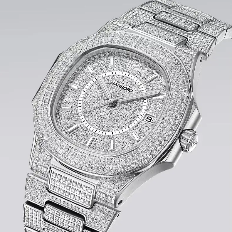 هانبورو ساعة أوتوماتيكية للرجال 38 مللي متر ساعة يد ميكانيكية مربعة مضيئة 50 متر مقاومة للماء ميوتا 8215 حافظة كريستال كاملة #6