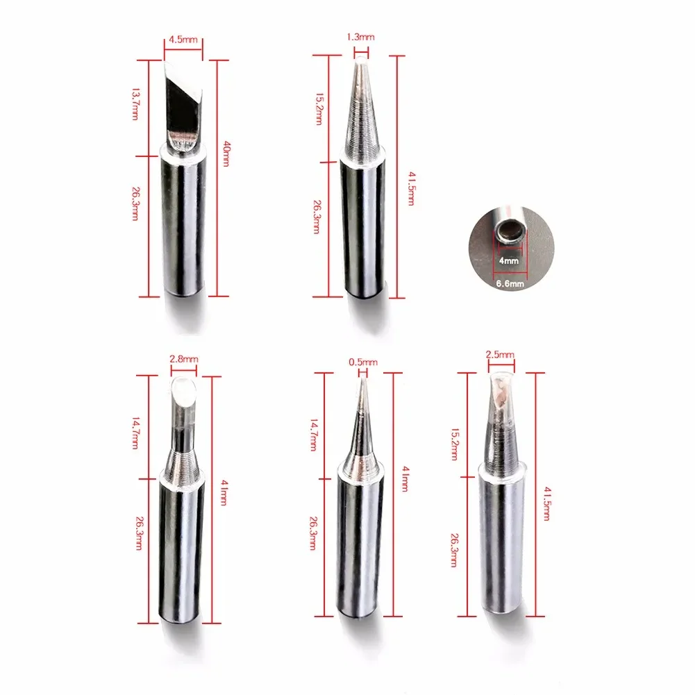 Useful Soldering Tips Copper 0.5-5mm 5* 5pieces 5x For 900 Series Such As 936 Soldering Station Silver Or Copper