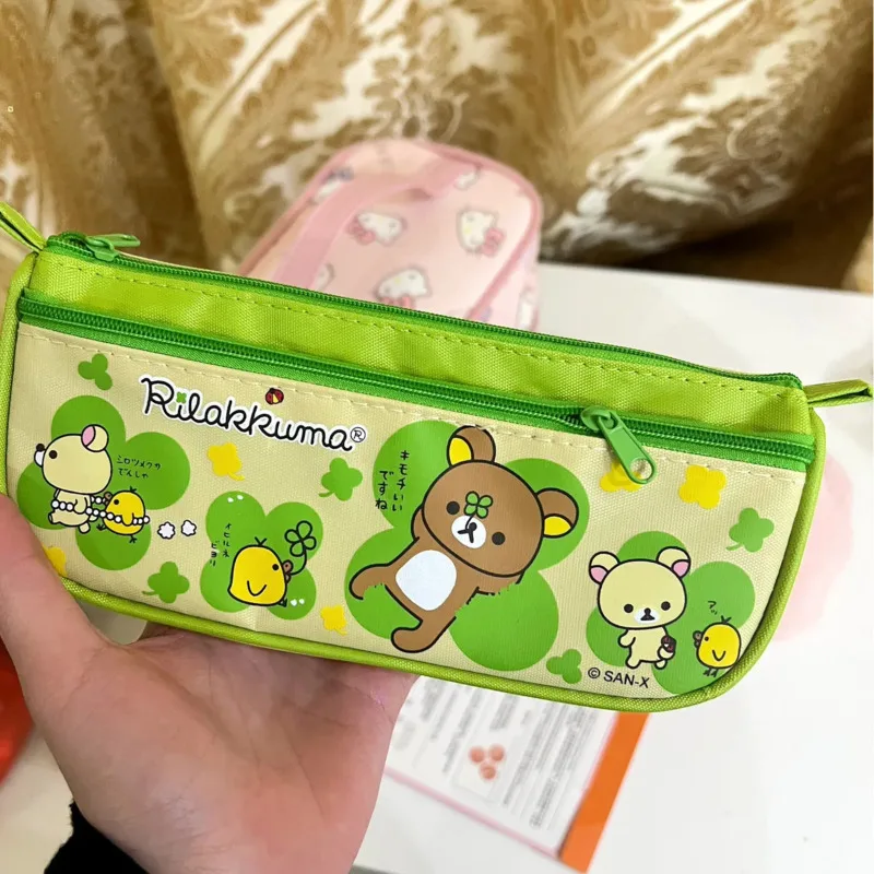 

Cute Rilakkumas Canvas Print Pencil Case High Capacity Storage Bag Japanese Cartoon Anime Periphery Birthday Gift