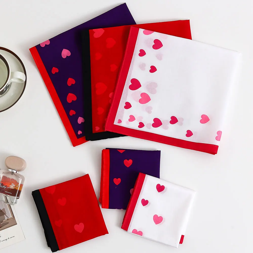 ผู้หญิงผ้าเช็ดหน้าผ้าฝ้าย,Elegant,นุ่มและสบายผ้าเช็ดหน้าผ้าฝ้าย,หัวใจโรแมนติกฤดูกาลงานแต่งงานเจ้าสาวของที่ระลึก FLAP กระเป๋ากางเกงผ้าพันคอ