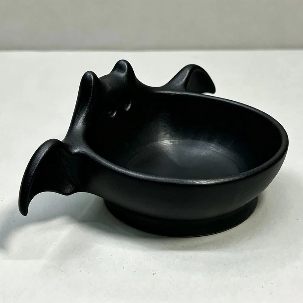 3D Printed Halloween Bat Shaped Storage Bowl Luminous Gothic Halloween Snack Bowl Cute Non-Slip Base