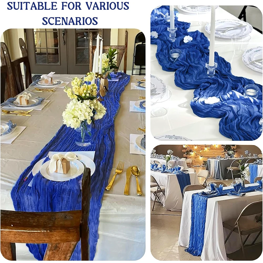 الأزرق الملكي القماش الجبن الجدول عداء بوهو الشاش ريفي شير الجبن القماش الجدول عداء حفل زفاف عيد ميلاد استحمام الطفل ديكور