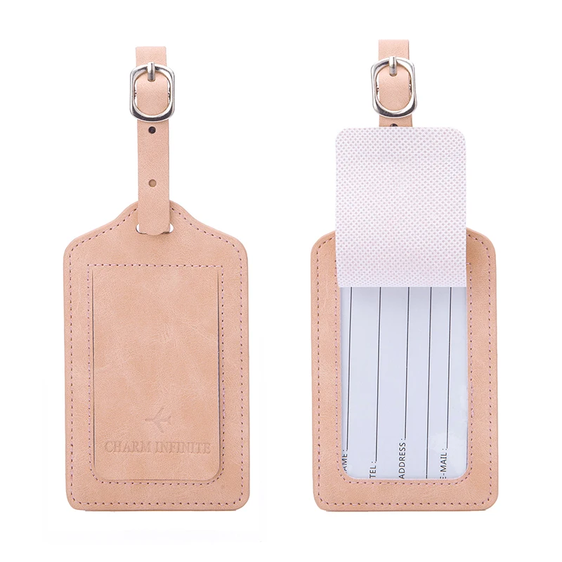 Women Men PU Leather Luggage Tag Suitcase Identifier Label Baggage Boarding Bag Tag Name ID Address Holder Travel Accessories