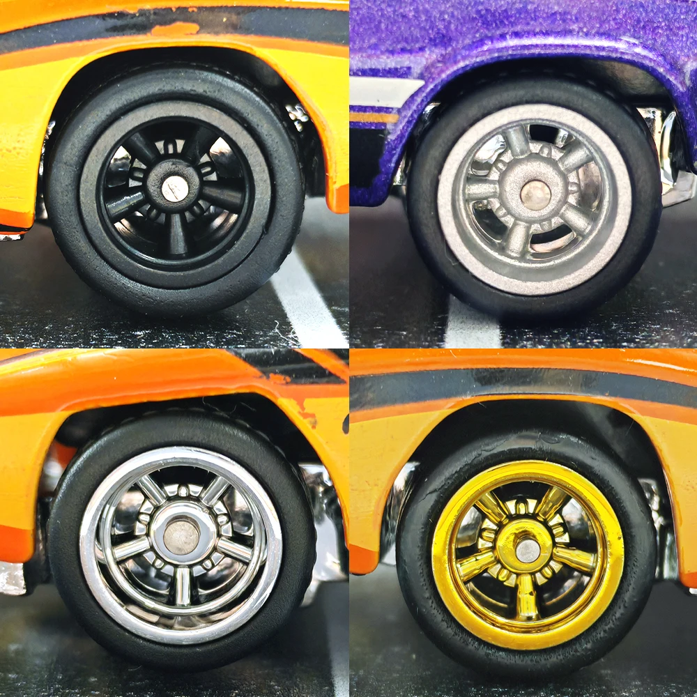1/64 Model Car Wheels with Rubber Detachable Tires Five Spoke Refitting Parts for Hot Wheels Matchbox D:11mm+13mm 1 Set