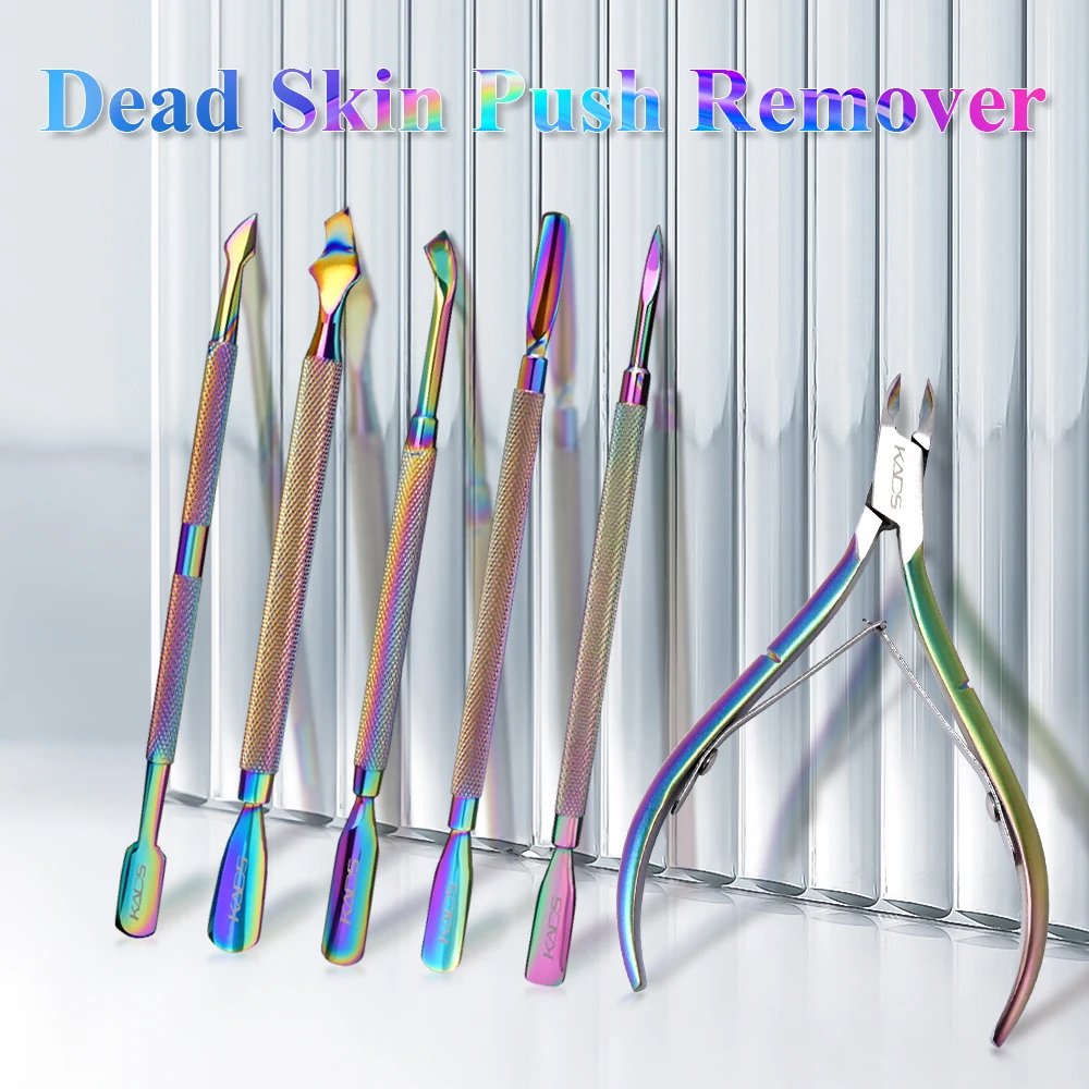 

1PC Dual-ended Chameleon Scissor Nail Cuticle Pusher Rainbow Stainless Steel Manicure Nipper Dead Skin Remover Nail Art Tools