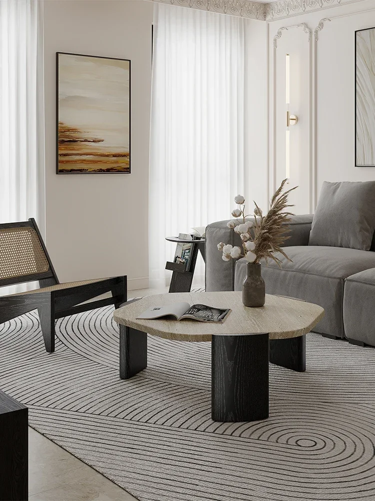 Hot sales Wind Tunnel Stone Tea Table Living Room Household Modern Simple Light Luxury Black