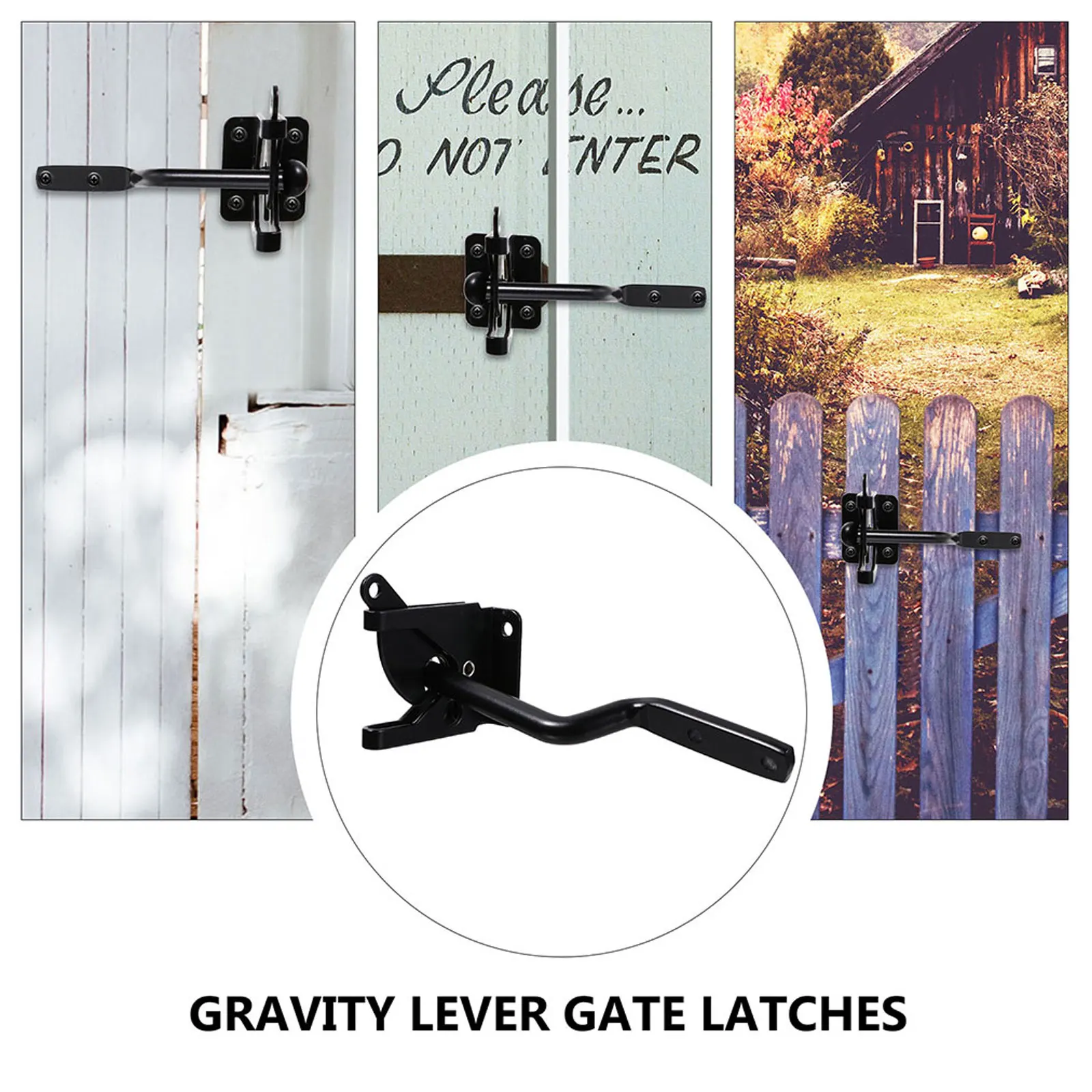 

Fence Latch Lever Locking Gate Accessories Gravity Carbon Steel Door Hardware Durable Automatic Secure Fastening