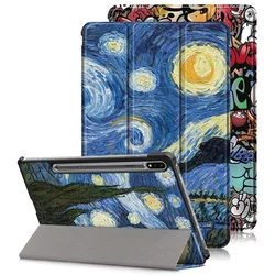 Case For Samsung Tab S7 Fe S8 S9 Plus Cover Fashion Paint Fold Leather Cover For Galaxy Tab S9 FE S8 Plus S7 FE Case Coque Funda