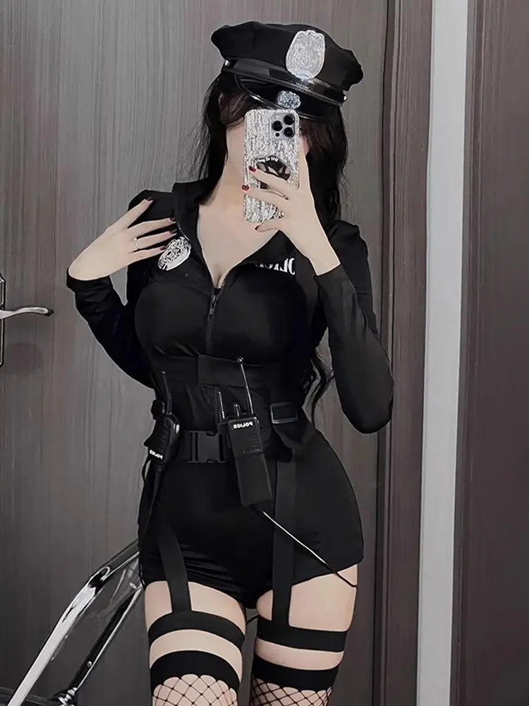 زي وكيل الهالوين المثير للنساء، مجموعة ضابط المضيفة الجوية للشرطة، لعب الأدوار، النادي الليلي، مروحة رغبة نقية طويلة