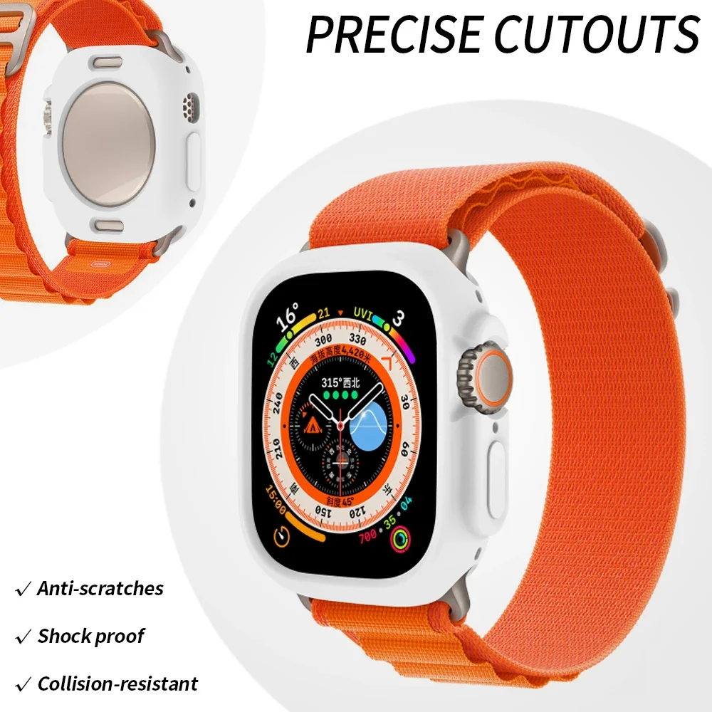 Nakładka na zegarek Apple Watch Ultra2 49mm miękki silikonowy pusta ramka zderzak dla iWatch serii 9/8/7 41mm 45mm etui ochronne