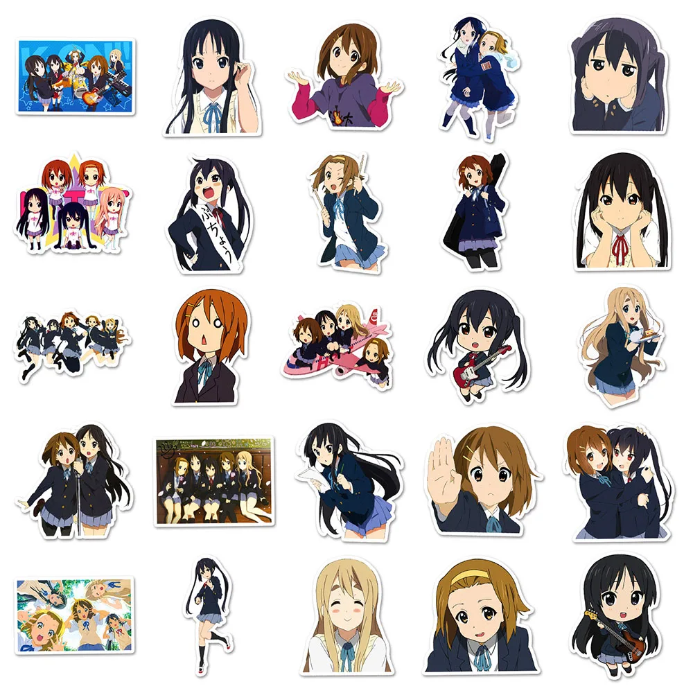 10/30/50PCS Anime K-ON adesivi Cartoon Girl decorazione in PVC decalcomanie giocattolo divertente regalo impermeabile fai da te Laptop Phone valigia