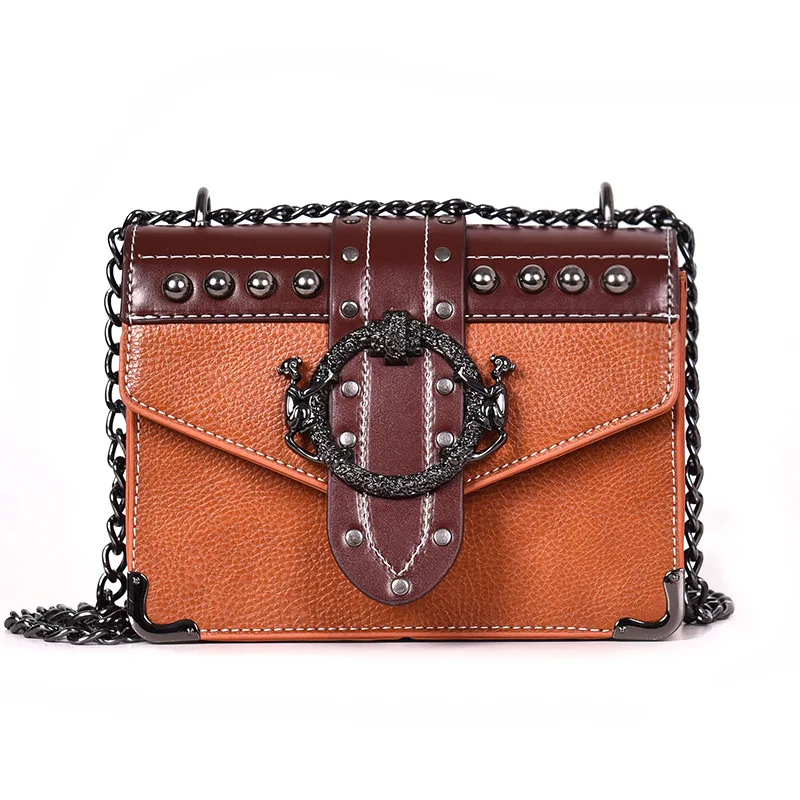 2026 New Trendy Retro Shoulder Bag with Rivet Chain, Small Square Bag, Korean Style Crossbody Bag