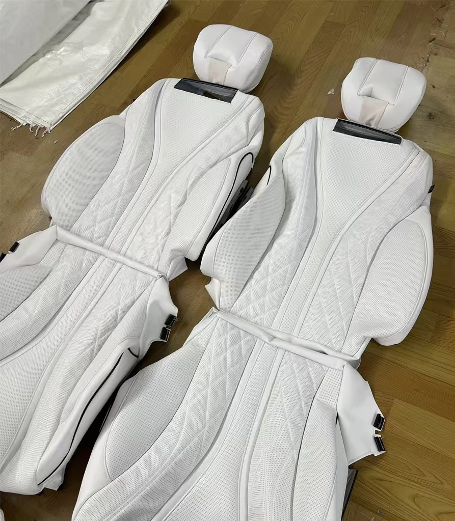 Custom White Nappa Leather Full Replacement Car Seat Cover for S400L BEIJING-EU5 4
