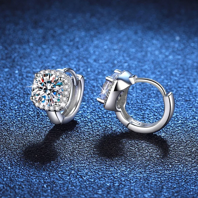 

E106 Lefei Fashion Color D Diamond-set Classic Moissanite 1CT Square Earrings Charm Women 925 Sterling Silver Party Jewelry Gift