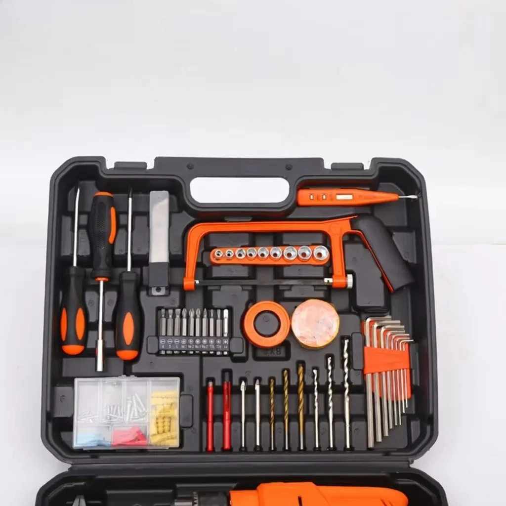 Kit combiné d'énergie électrique multifonctionnelle, ensemble d'outils de réparation et de perceuse sans fil avec meuleuse et clés, 122 pièces