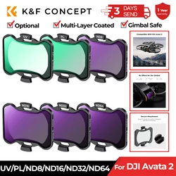 K & F Concept juego de filtros para DJI Avata 2, filtro UV/CPL/ND8/ND16/ND32/ND64, lente de Dron recubierta multicapa, accesorios de filtros de cámara