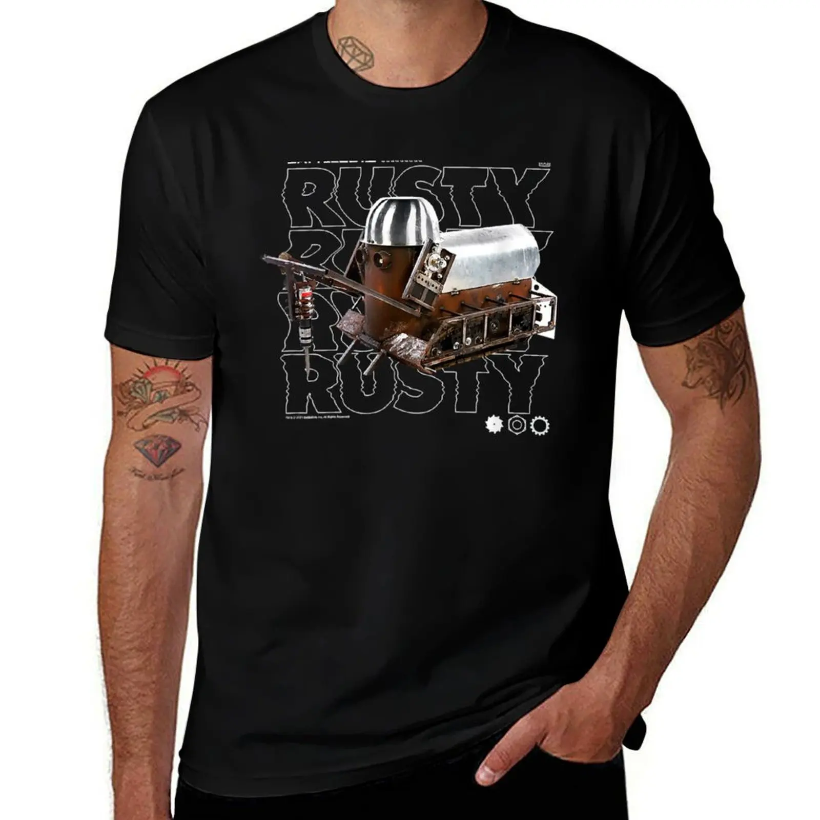 

BattleBots Rusty Robot Text Stack T-Shirt cotton t shirt pack t shirts for man graphic tees T-Shirt