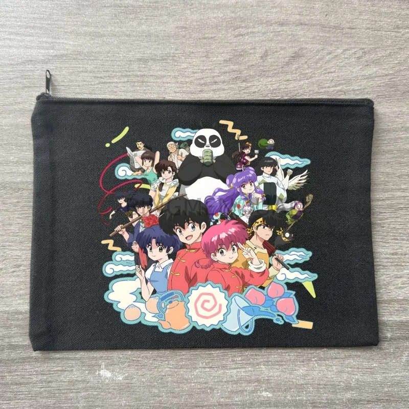 

Косметичка Ranma 12 из холщовой ткани, портативная дорожная черная косметичка на молнии, легкая женская сумка для мелочи