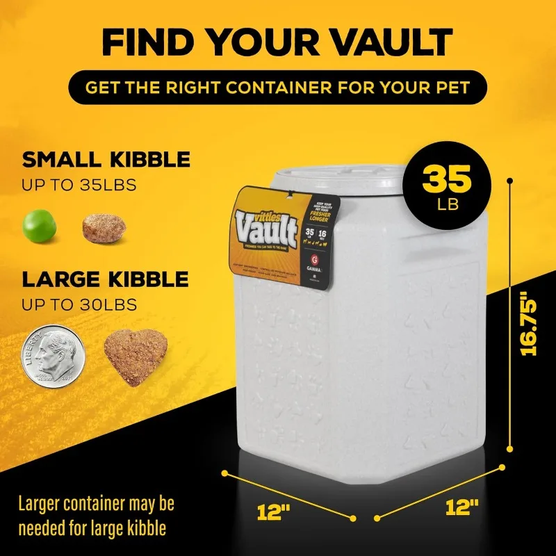

Vittles Vault Pet Food Storage Containers - Sealed Dog and Cat Food Storage Container, Fits up to 35lbs, Made in the USA