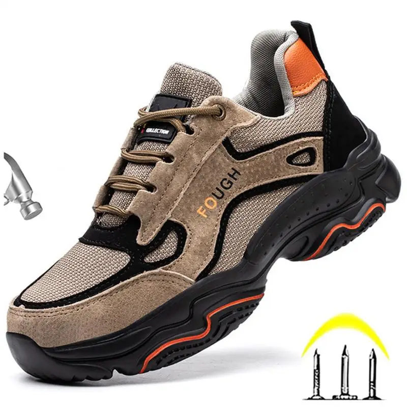 

Work Safety Shoes For Men Steel Toe Cap work Boots Anti-smash Anti-puncture Indestructible Shoes Lightweight Protective Shoes