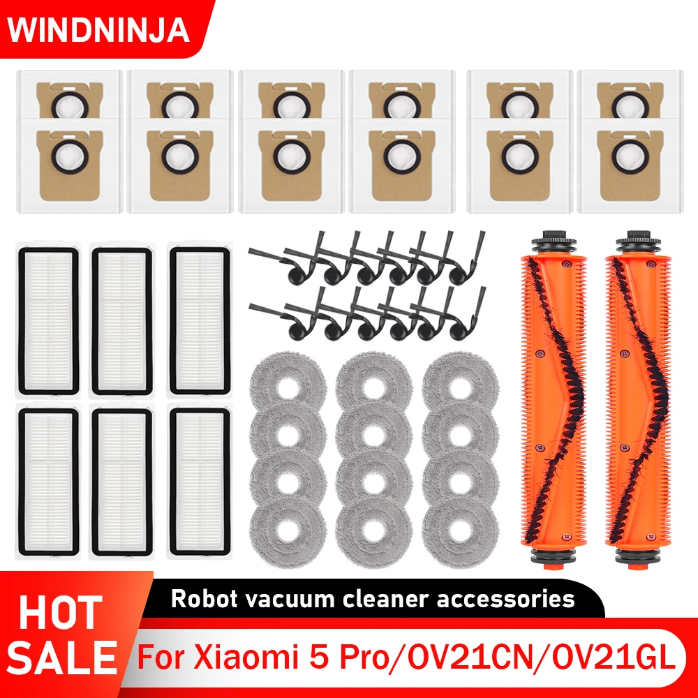 Für Xiaomi 5 Pro OV 21CN OV 21GL Staub Taschen Mopp Tuch Seite Pinsel HEPA-Filter Wichtigsten Pinsel Roboter Vakuum Zubehör Ersatz teil