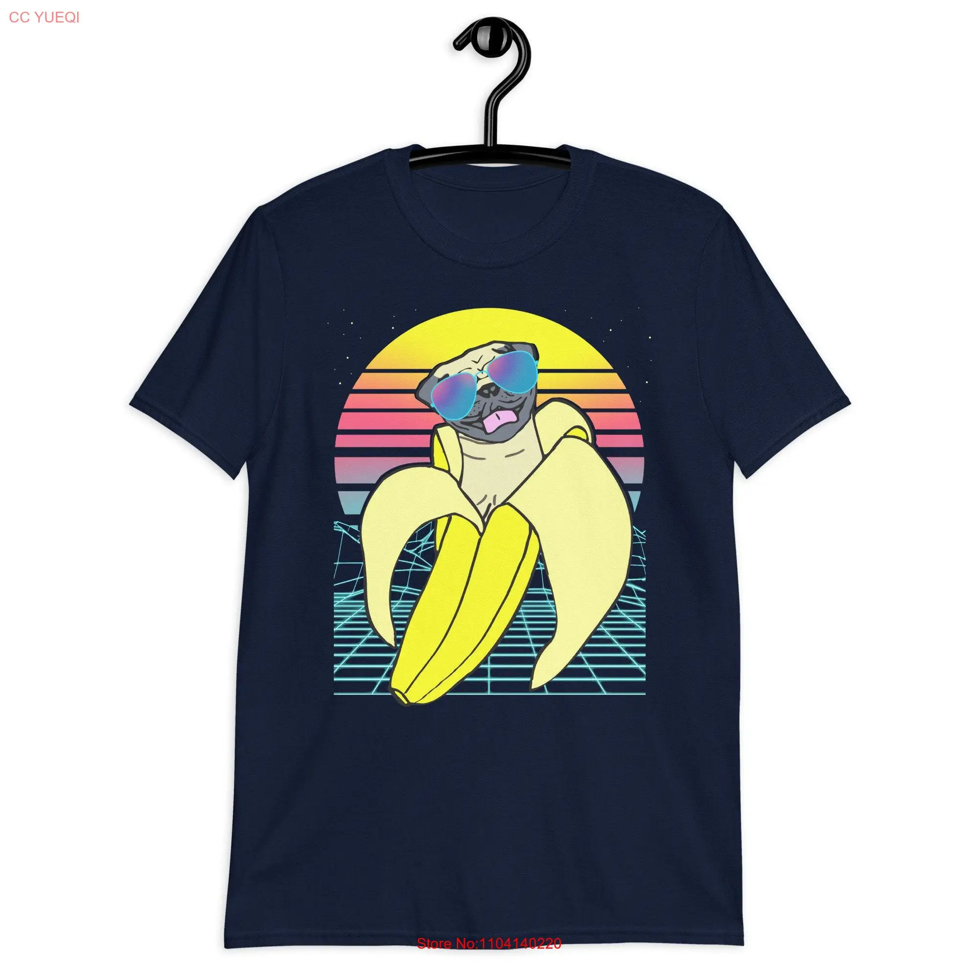 Aesthetic Banana Pug with Sunglasses T Shirt Funny Cute Dog apparel owner gift idea clothes long or short sleeves