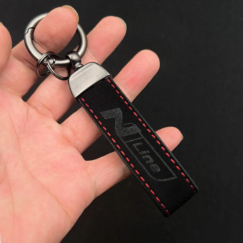 2024 Suede Leather Keyring Man Women Luxury Car Keychain For Hyundai Elantra Kona i10 i20 i30 Tucson N Line Keychain Accessories