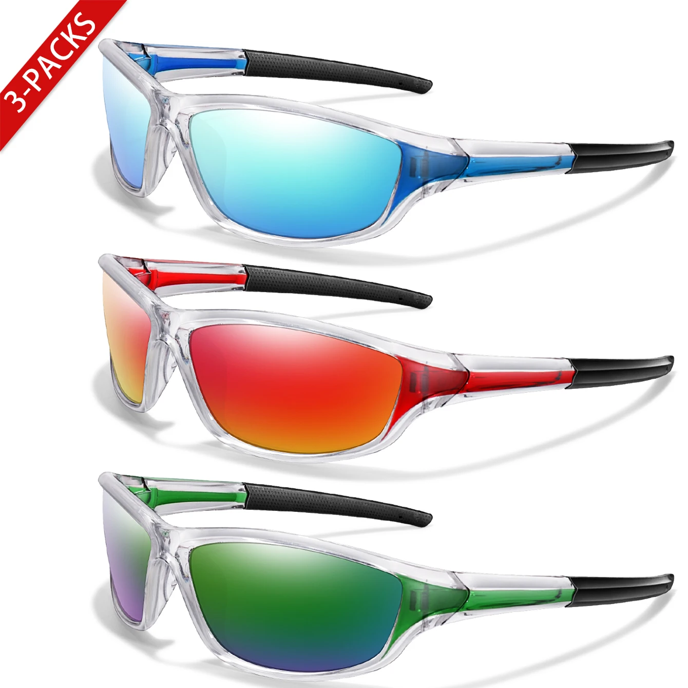 AliExpress NONE 3 PCS Brand Polarized Cycling Sunglasses UV400 Outdoor Sports Men And Women Driving Hiking Camping Travel Colorful Goggles