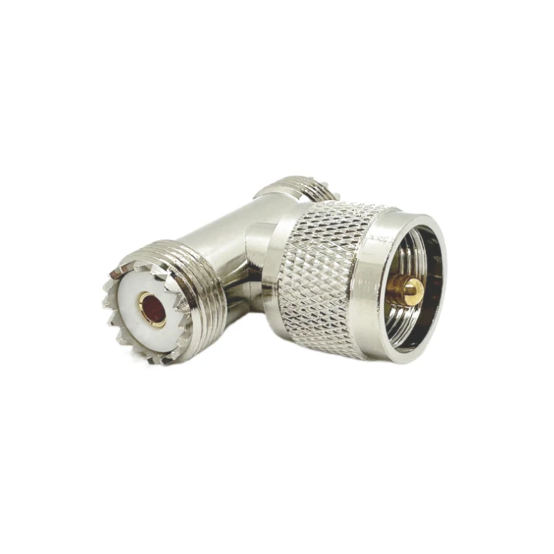 UHF Splitter UHF Male to Dual UHF Female Coax Adapter T Shape Connector PL259 to SO239 Converter for Coaxial Cable Ham Radio