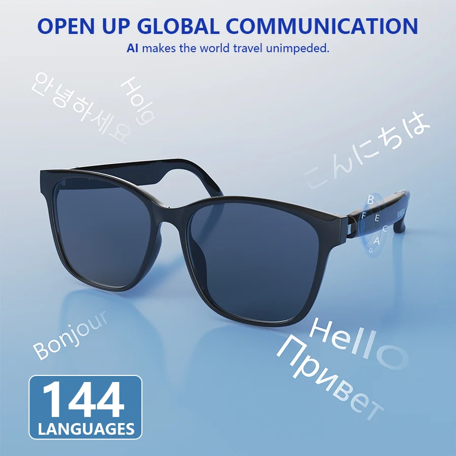 

AI Translate Sunglasses Bluetooth Call Noise Canceling Music Play Call Translate Smart Glasses for Studying Travaling Business