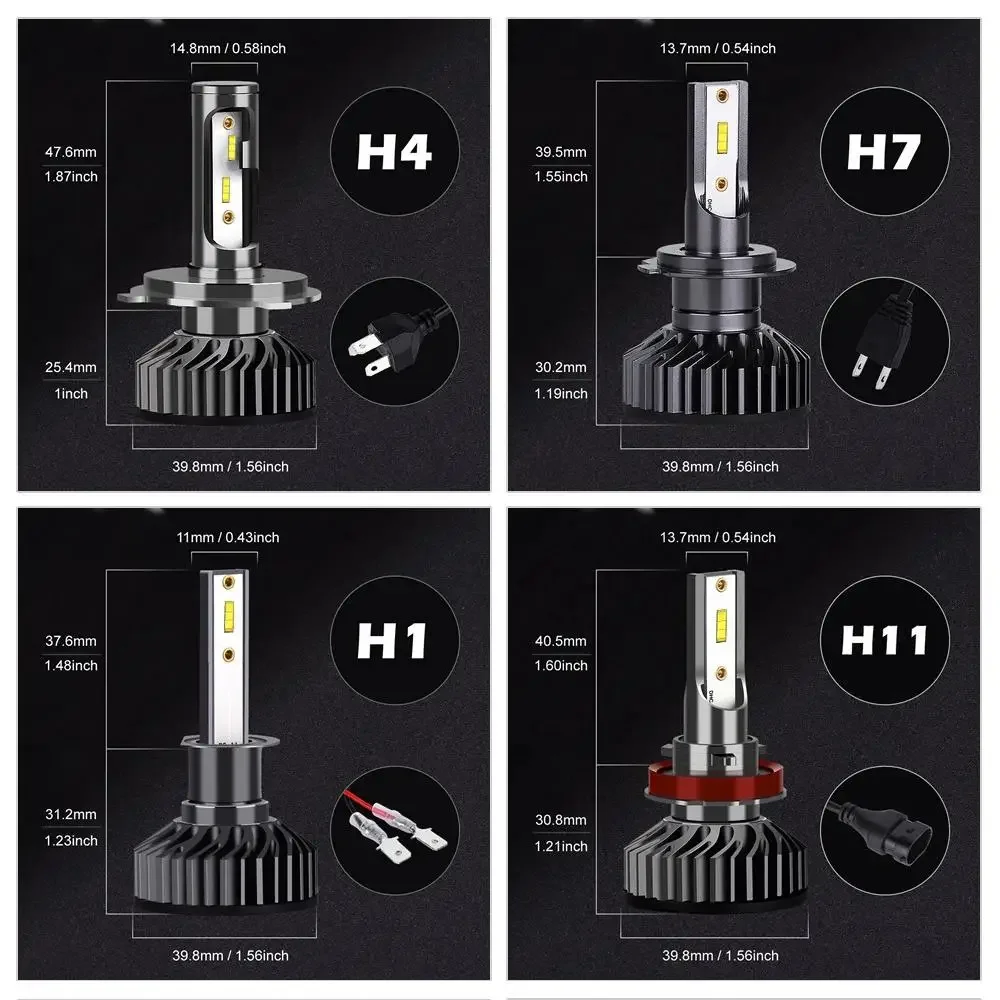 Car headlights H4 H7 LED H11 9005 3000K yellow light 6000K white light spotlight king 160W 24000LM lighting 1860 CSP12V LED head