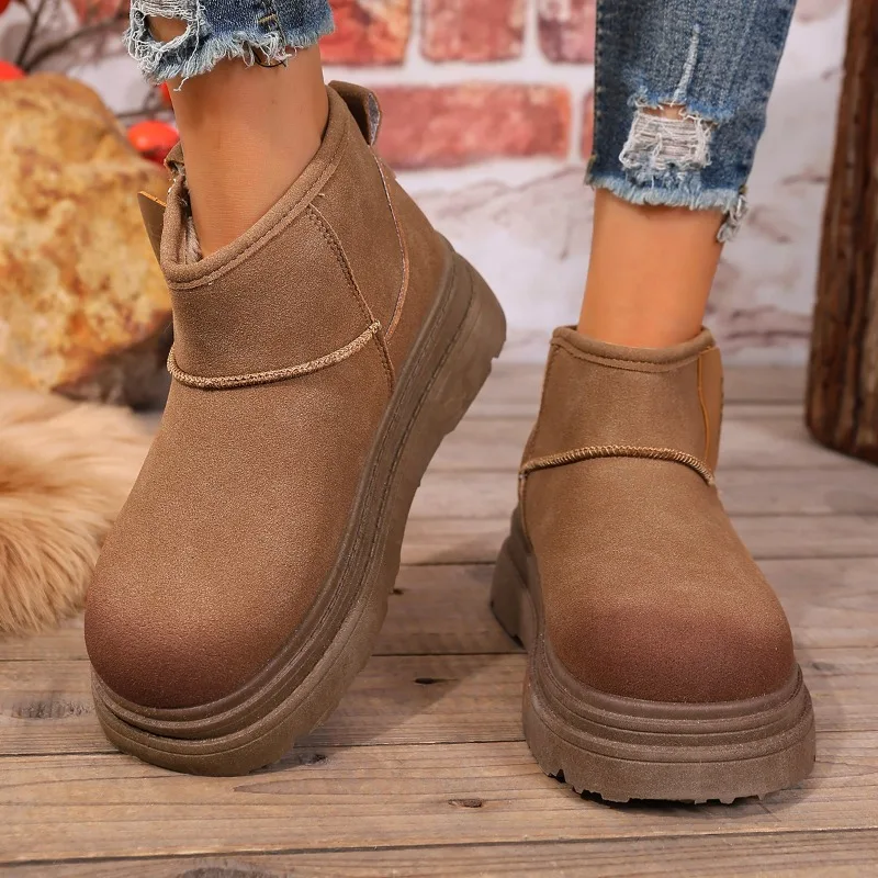 

New Brand Side Zipper Designer Women's Boots 2025 Winter High Quality Thick Soled Comfortable Warm Ladies Chelsea Boots Selling