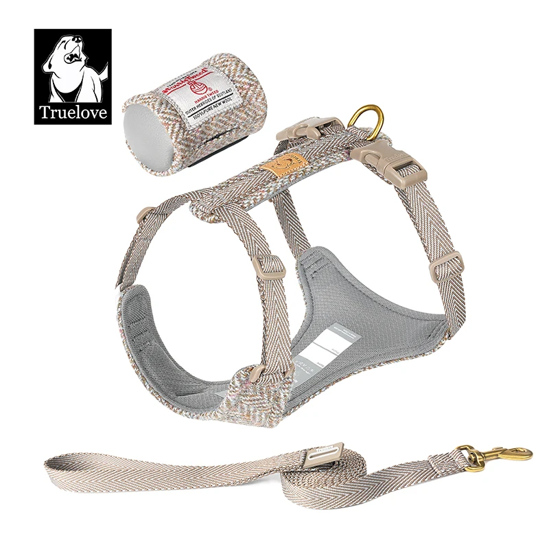 Truelove Pet Harness TLH2912 Harris Lightweight Harness One-touch Wearing Buckle Tear-resistant Leash  Removable Mini Pocket Bag