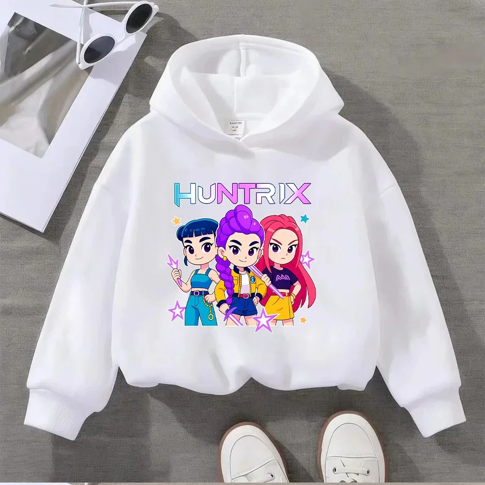 سويت شيرت Huntrix Kids للفتيات والفتيان مطبوع عليه شخصيات كرتونية كاجوال بأكمام طويلة للأطفال الصغار