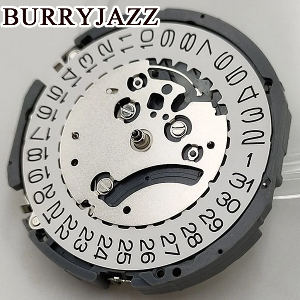 BURRYJAZZ High Accuracy Quartz Chronograph Watch Wrist Movement Replacement For VK63 3 o'clock Position Single White Calendar