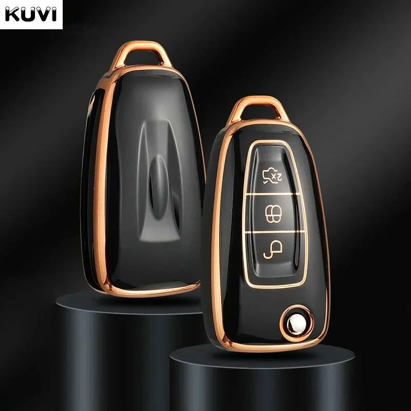 Fashion TPU Car Key Case Cover For Ford Ranger C-Max S-Max Focus Galaxy Mondeo Transit Tourneo Custom Auto Key Holder keychain