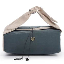 Round Button Hand Bag Thicken Storage Bag Spliced Cotton And Linen Cup Organizer Spaced Soft Bag Large Travel Accessories