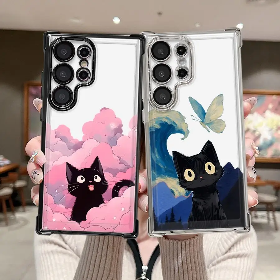 Cute Cartoon Cat Phone Cover Case for Samsung Galaxy S26 S25 Edge S23 S21 Plus S20 FE S22 Ultra S24