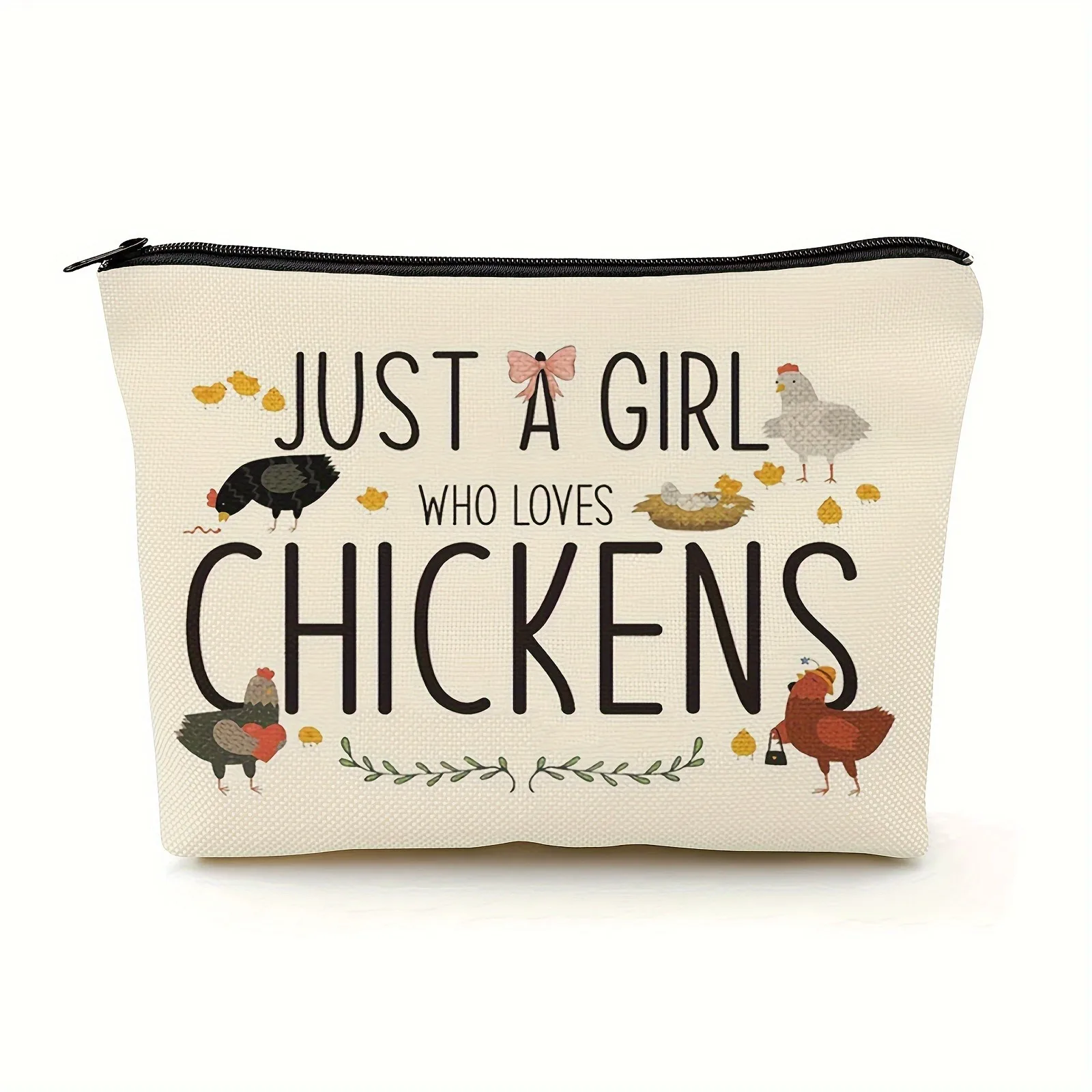 

Animal Cosmetic Bag with Chicken Design Makeup Pouch Zippered Pencil Case Toiletry Organizer Coin Purse Women's Storage bags