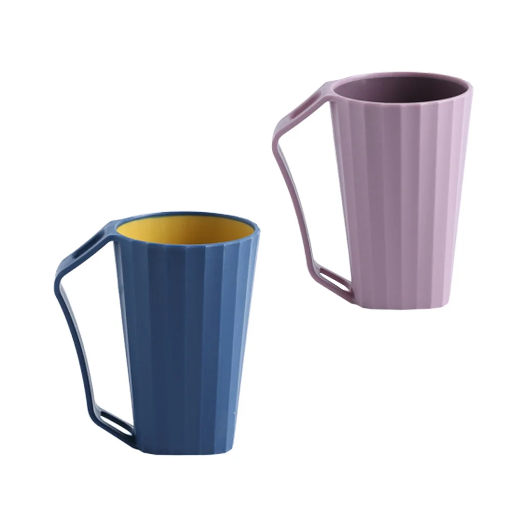 

2Pcs Compact Handled Tooth-Brushing Cups Dark Blue Dusty Pink Portable Travel Toothpaste Tube Toothbrush Organizer